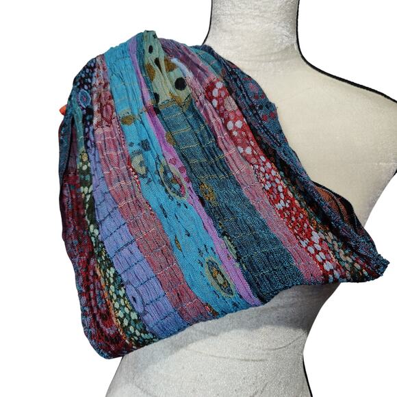 NWT Wrapsody in Hues Multicolored Tapestry Infinity Scarf Purple Blue Patched - Picture 5 of 5